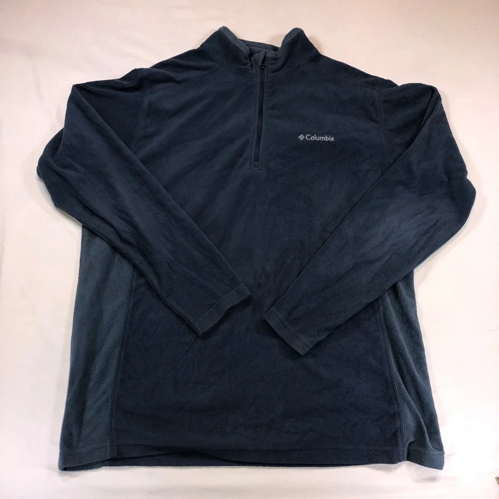 Columbia Mens Fleece Quarter Zip Pullover Navy Blue XM6279 Size L